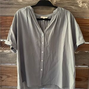 Gray Button-Up Blouse